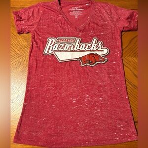 Arkansas Razorbacks Women's Red V-Neck Tee
